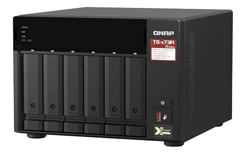 QNAP TS-673A 6-Bay Turbo-Station NAS (AMD Ryzen™ Embedded V1500B 4-Core/8-Thread 2,2 GHz 8GB DDR4 RAM 2xRJ-45 2,5 GbE LAN-Port) 72TB Bundle mit 6X 12TB WD Red Plus HDDs von Qnap