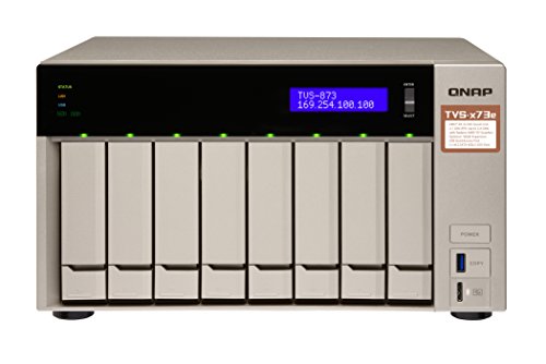 QNAP TVS-873e-4G, AMD RX-421 BD Quad-Core APU NAS-System, PCIe, HDMI 4K@ 30Hz-Ausgang, 4K H.264-Videodekodierung, grau von Qnap