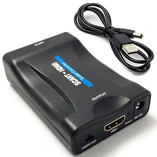 Qneneam SCART auf HDMI Konverter, Scart zu HDMI Adapter 720P/1080P Video Audio Wandler mit SCART Eingang Ausgang Unterstützt PAL/NTSC Kompatibel mit HDTV STB VHS Xbox PS3 Sky DVD CRT Blu-ray Qneneam SCART auf HDMI Konverter, Scart zu HDMI Adapter 720P/1080P Video Audio Wandler mit SCART Eingang Ausgang Unterstützt PAL/NTSC Kompatibel mit HDTV STB VHS Xbox PS3 Sky DVD CRT Blu-ray von Qneneam