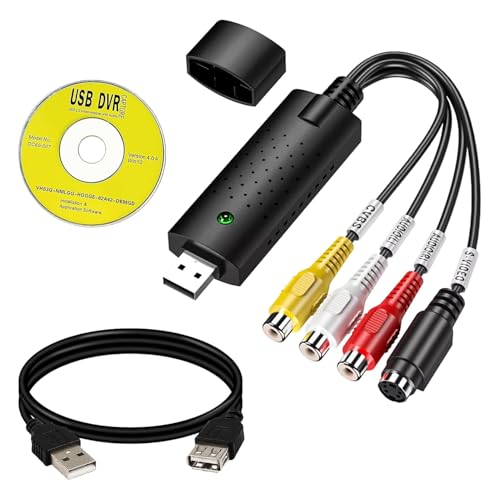 VHS zu USB 2.0 Video Grabber, Videoadapter zur Bearbeitung, Digitalisierung von VHS, Mini DV, Hi8, DVD, VCR zu Digital Konverter für Mac Windows, Video Editor, Kompatibel mit Windows 10 11 und Vista VHS zu USB 2.0 Video Grabber, Videoadapter zur Bearbeitung, Digitalisierung von VHS, Mini DV, Hi8, DVD, VCR zu Digital Konverter für Mac Windows, Video Editor, Kompatibel mit Windows 10 11 und Vista von Qneneam