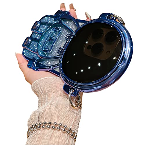 QoKcoahn Astronaut Schutzhülle mit verstecktem Ständer für iPhone, niedliches Astronautenobjektiv, Kameraschutz, Ständer, Luxus, Glitzer, Bling, 6D, galvanisiert, transparent, weiche TPU-Schutzhülle von QoKcoahn