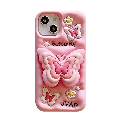 QoKcoahn Fall für iPhone 11, 3D Kawaii Phone Cases Lustige Nette Cartoon Bracke Pink Butterfly Cover Soft Silikon Gel Drop Protection Case für iPhone 11 von QoKcoahn