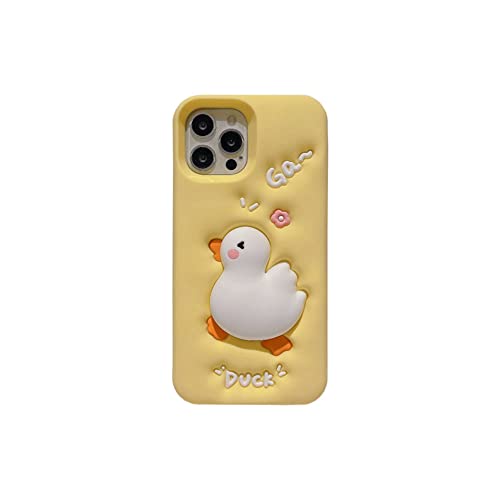 QoKcoahn Fall für iPhone 13, Nette 3D Kawaii Telefon Cases Lustige Weißente Cartoon Abdeckung mit Schlüsselbund Weiche Silikon Gel Drop Protection für iPhone 13 von QoKcoahn