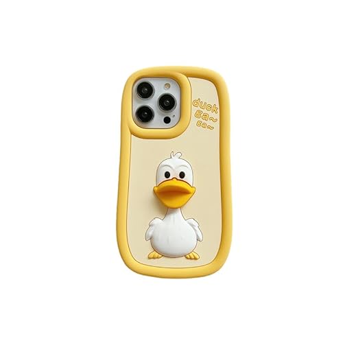 QoKcoahn Fall für iPhone 13 Pro, Nette 3D Kawaii Telefon Cases Lustige Big Billed Ente Cartoon Abdeckung mit Schlüsselbund Weiche Silikon Gel Drop Protection für iPhone 13 Pro von QoKcoahn