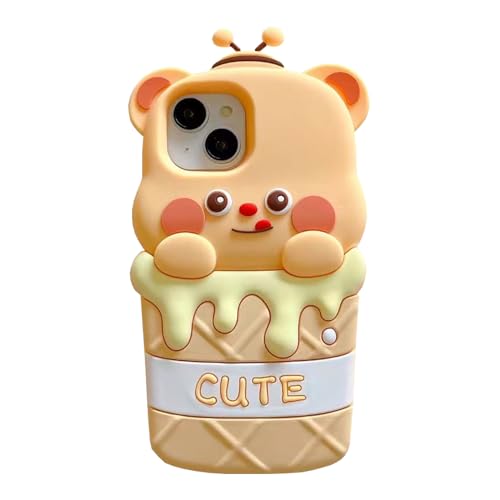 QoKcoahn Schutzhülle für iPhone 11, niedliche 3D-Kawaii-Handyhüllen, lustiger Butterbär, Eiscreme, Cartoon-Hülle mit Schlüsselanhänger, weiches Silikon-Gel, Fallschutz, für Damen und Mädchen QoKcoahn Schutzhülle für iPhone 11, niedliche 3D-Kawaii-Handyhüllen, lustiger Butterbär, Eiscreme, Cartoon-Hülle mit Schlüsselanhänger, weiches Silikon-Gel, Fallschutz, für Damen und Mädchen von QoKcoahn