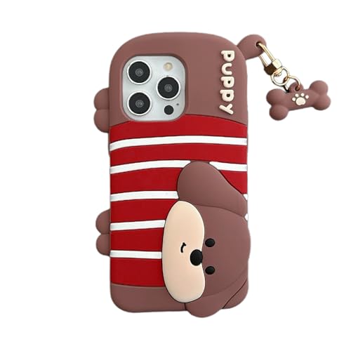 QoKcoahn Schutzhülle für iPhone 15, lustiger 3D-Cartoon-Hund, Braun mit Schlüsselanhänger, niedliches Kawaii-Handyhüllen, weiches Silikon, stoßfest, für Damen und Mädchen QoKcoahn Schutzhülle für iPhone 15, lustiger 3D-Cartoon-Hund, Braun mit Schlüsselanhänger, niedliches Kawaii-Handyhüllen, weiches Silikon, stoßfest, für Damen und Mädchen von QoKcoahn