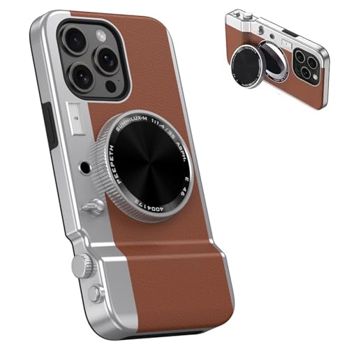 QoKcoahn Schutzhülle für iPhone 15 Pro Max, Kawaii 3D-Cartoon-Vintage-Bluetooth-Kamera, Handyhülle mit magnetischem kabellosem Laden, Spiegel aus Leder + weicher TPU-Schutzfolie für iPhone 15 Pro Max, QoKcoahn Schutzhülle für iPhone 15 Pro Max, Kawaii 3D-Cartoon-Vintage-Bluetooth-Kamera, Handyhülle mit magnetischem kabellosem Laden, Spiegel aus Leder + weicher TPU-Schutzfolie für iPhone 15 Pro Max, von QoKcoahn