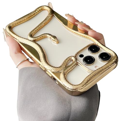 QoKcoahn Snake Handyhülle für iPhone 16 Pro Max, Bling Luxus 3D Hohl Schlange Galvanik Weiche TPU Wärmeableitung Schutzhülle Gold QoKcoahn Snake Handyhülle für iPhone 16 Pro Max, Bling Luxus 3D Hohl Schlange Galvanik Weiche TPU Wärmeableitung Schutzhülle Gold von QoKcoahn