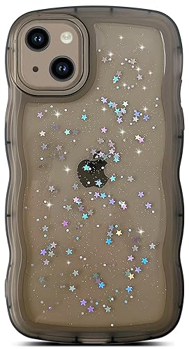Qokey Für iPhone 13 Mini Hülle 5,4 Zoll Curly Wave Edge Design Transparent Bling Glitter Star Shiny Case Cute Clear Transparent Full Protection Soft TPU Shockproof Phone Cover for Women Girls, Black Qokey Für iPhone 13 Mini Hülle 5,4 Zoll Curly Wave Edge Design Transparent Bling Glitter Star Shiny Case Cute Clear Transparent Full Protection Soft TPU Shockproof Phone Cover for Women Girls, Black von Qokey