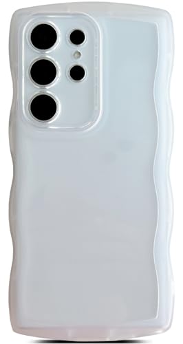 Qokey Kompatibel mit Galaxy S20 Ultra Hülle 17,5 cm (6,9 Zoll), lockiges Wellen-Design, transparent, glänzend, niedlich, transparent, stoßfest, Stoßfängerschutz, weiche Handyhülle für Damen, Mädchen, von Qokey