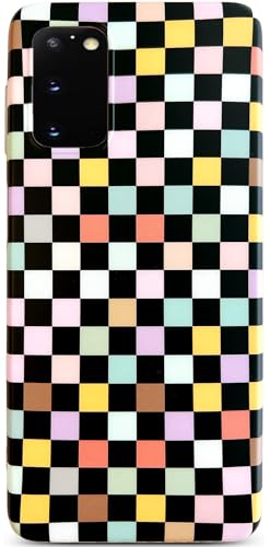 Qokey Schutzhülle für Galaxy S20 5G 15,7 cm (6,2 Zoll) – Vintage-Schachbrett-Design für Männer und Frauen, klassisches, mattes Gittermuster, weiche Stoßstange, schlankes TPU, stoßfeste Handyhülle von Qokey