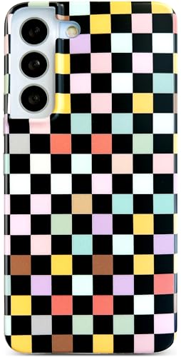 Qokey Schutzhülle für Galaxy S21-FE (nicht S21/S21+) 5G, 16,4 cm (6,4 Zoll), Vintage-Schachbrett-Design für Damen und Herren, klassisches, mattes Muster, weiche Passform, TPU-Handyhülle, buntes von Qokey