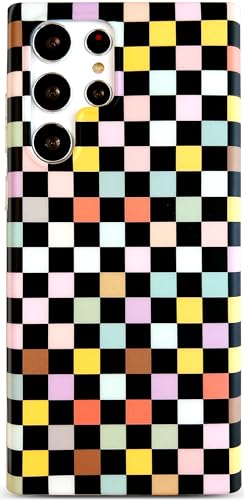 Qokey Schutzhülle für Galaxy S25 Ultra – Vintage-Schachbrett-Design für Männer und Frauen, klassisches, mattes Gittermuster, weiche Stoßstange, schlankes TPU, stoßfeste Handyhülle, buntes Schachbrett Qokey Schutzhülle für Galaxy S25 Ultra – Vintage-Schachbrett-Design für Männer und Frauen, klassisches, mattes Gittermuster, weiche Stoßstange, schlankes TPU, stoßfeste Handyhülle, buntes Schachbrett von Qokey