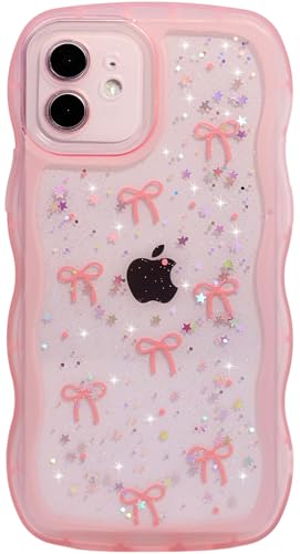 Qokey Schutzhülle für iPhone 12, Glitzerstern und geschwungene Kanten, Griff-Design, militärische Qualität, stoßfest, transparent, TPU-Hülle, funkelnder Schutz, kratzfest, holografische rosa Schleife Qokey Schutzhülle für iPhone 12, Glitzerstern und geschwungene Kanten, Griff-Design, militärische Qualität, stoßfest, transparent, TPU-Hülle, funkelnder Schutz, kratzfest, holografische rosa Schleife von Qokey