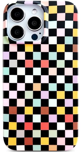 Qokey Schutzhülle für iPhone 13 Pro, 15,5 cm (6,1 Zoll), buntes Schachbrettdesign, für Mädchen, Damen, Herren, niedliches mattes Muster, weich, stoßfest, schlank, TPU, stoßfest von Qokey