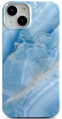 Qokey Schutzhülle für iPhone 14/iPhone 13, 15,5 cm (6,1 Zoll), militärische Marmorabdeckung, für Damen und Herren, glänzendes Muster, weich, leicht, schmal, TPU, stoßfeste Handyschale, Graublau Qokey Schutzhülle für iPhone 14/iPhone 13, 15,5 cm (6,1 Zoll), militärische Marmorabdeckung, für Damen und Herren, glänzendes Muster, weich, leicht, schmal, TPU, stoßfeste Handyschale, Graublau von Qokey