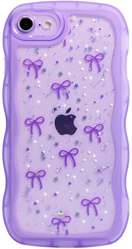 Qokey Schutzhülle für iPhone SE (2020/2022) & 8/7 – Glitzerstern und geschwungene Kanten, Griff-Design, militärische Qualität, stoßfest, transparent, TPU-Abdeckung, glitzernder Schutz, kratzfest von Qokey