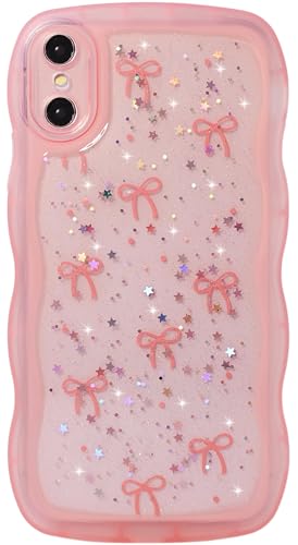 Qokey Schutzhülle für iPhone X/Xs, Glitzerstern und geschwungene Kanten, Griff-Design, militärische Qualität, stoßfest, transparent, TPU-Hülle, funkelnder Schutz, kratzfest, holografische rosa Qokey Schutzhülle für iPhone X/Xs, Glitzerstern und geschwungene Kanten, Griff-Design, militärische Qualität, stoßfest, transparent, TPU-Hülle, funkelnder Schutz, kratzfest, holografische rosa von Qokey