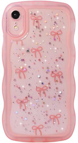 Qokey Schutzhülle für iPhone XR, Glitzerstern und geschwungene Kanten, Griff-Design, militärische Qualität, stoßfest, klare TPU-Hülle, glitzernder Schutz, kratzfest, holografische rosa Schleife Qokey Schutzhülle für iPhone XR, Glitzerstern und geschwungene Kanten, Griff-Design, militärische Qualität, stoßfest, klare TPU-Hülle, glitzernder Schutz, kratzfest, holografische rosa Schleife von Qokey