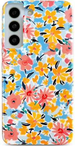 Qokey Schutzhülle mit Blumenmuster für Galaxy S21-FE (nicht S21/S21+) 5G 16,3 cm (6,4 Zoll), niedliches Gartenblumen-Design, glänzendes Design für Damen, weich, stoßfest, leicht, schmale Passform von Qokey