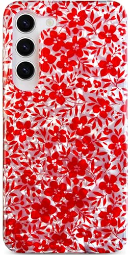 Qokey Schutzhülle mit Blumenmuster für Galaxy S23 5G 15,4 cm (6,1 Zoll) – schlanker TPU-Stoßdämpfer, stoßfest, luxuriöses Frühlings-Blumendruck-Design, luxuriöses Schalenmuster, stoßfeste Handyhülle von Qokey
