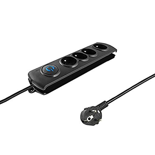 Qoltec 50104 Steckdosenleiste mit Überspannungsschutz, 4 Fach schwarz von Qoltec