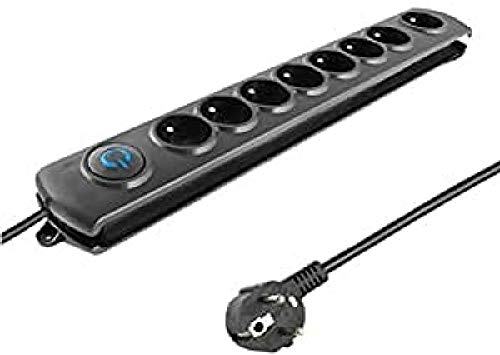 Qoltec 50113 Steckdosenleiste mit Überspannungsschutz, 8 Fach schwarz von Qoltec