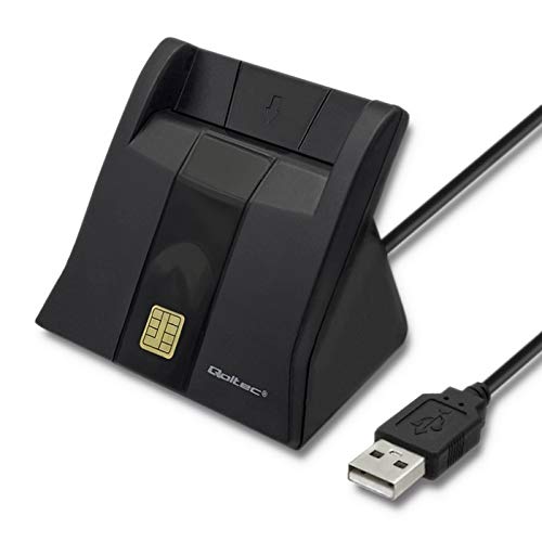 Qoltec Smart Chip-Karten ID USB 2.0, Plug&Play, Kabel 0,85 m, Tachographen, Elektronische ID-Karten, 50643 von Qoltec