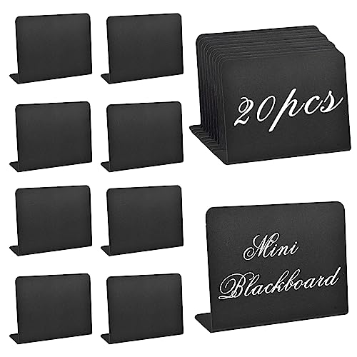 20 Stück Mini Kreidetafel Set, 75x100 mm L-Form Mini Kreidetafeln zum Beschriften, Kreidetafel Mini Tischplatte Schilder für Buffet, Preisschilder, Mini Tafeln Kunststoff für Hochzeit, Party von Qooloo