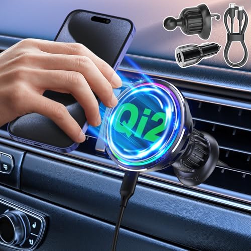 Qoosea Magnetisches drahtloses Autoladegerät für iPhone Qi2 15W Schnelles Laden für Autohalterung Magnetisches Ladegerät Kompatibel mit MagSafe iPhone 15/14/13/12 Serie von Qoosea