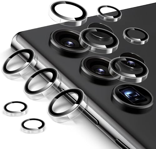 Qoosea Kamera Schutzfolie Kompatibel mit Samsung Galaxy S24 Ultra 2024, 9H Schutz Aluminiumlegierung Folie Ultra HD Klar Gehärtetes Glas Anti-Kratzfest Displayschutzfolie- Transparent von Qoosea