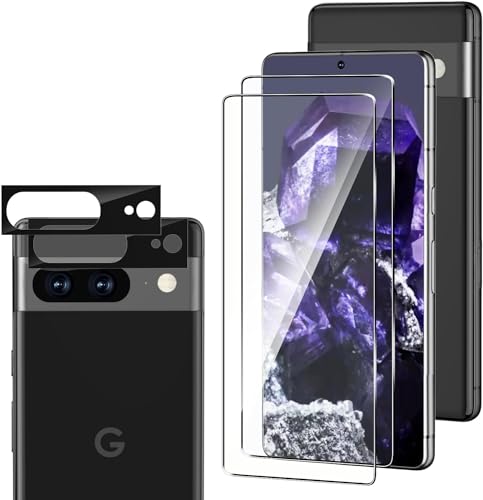 Qoosea Schutzfolie Kompatibel für Google Pixel 8 2 Stück, mit 2 Stück Objektiv Kamera Displayschutzfolie, 9H Härte Panzer Schutz Glas Folie Anti- Kratzer HD-Klar von Qoosea