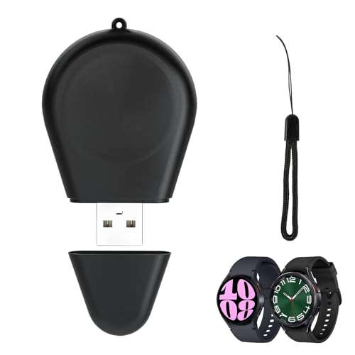 Qoosea Tragbares Uhrenladegerät für Samsung Galaxy Watch 6/6 Classic, Tränenförmige Gestalt Magnetisches USB Ladegerät mit Schlüsselband für Smartwatch Tragbares Powerbank Kabelloses Ladestation von Qoosea