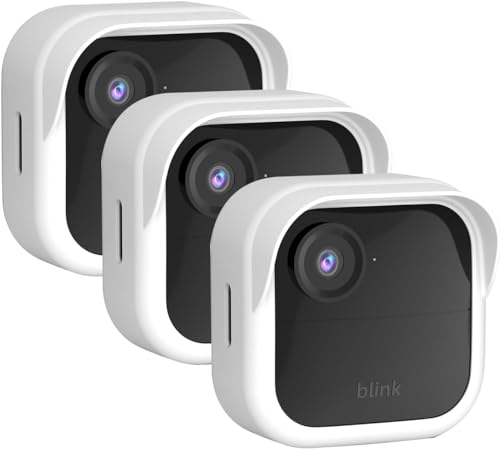 Silikon-Schutzhülle für Blink 4 – wetterfeste Schutzhülle mit Hutkrempe für Blink Outdoor 4 Smart Überwachungskamera (3, weiß) von Qopoto