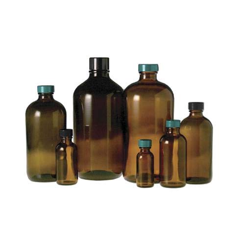 Qorpak GLC-01908 Boston runde Flasche mit 20-400 schwarzem Phenolkautschuk gefütterter Kappe, 57 ml, bernsteinfarben (24 Stück) von Qorpak