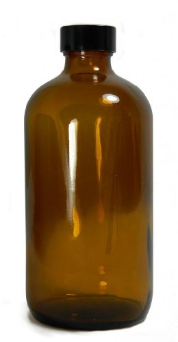 Qorpak GLC-02010 Boston runde Flasche aus bernsteinfarbenem Glas mit 33-400 schwarzem Phenol-Polyseal Kegel gefütterter Kappe, 94 mm Außendurchmesser x 210 mm Höhe, 907 ml Fassungsvermögen, 30 Stück von Qorpak