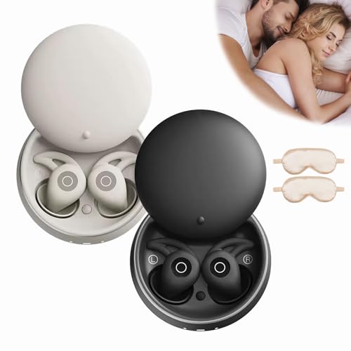 Qosneoun Novonell Snooze Pods Pro mit ANC, Snoozepods Pro Schlafkopfhörer, Novonell Sleep Pods, Anti Schnarch-Kopfhörer für Seitenschläfer, Schlafkopfhörer Bluetooth mit 24h Akku (2PCS-B) von Qosneoun