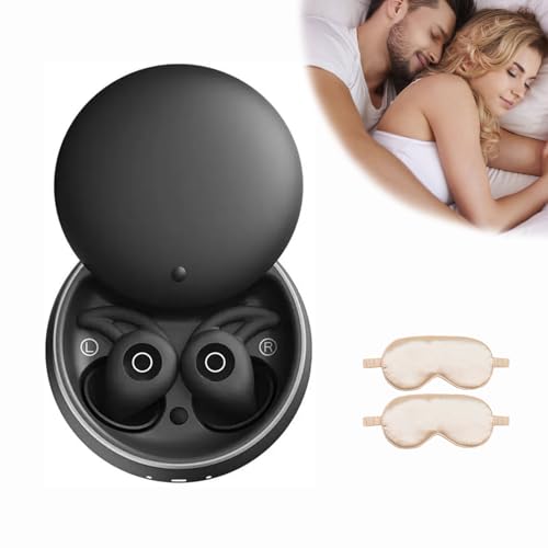 Qosneoun Novonell Snooze Pods Pro mit ANC, Snoozepods Pro Schlafkopfhörer, Novonell Sleep Pods, Anti Schnarch-Kopfhörer für Seitenschläfer, Schlafkopfhörer Bluetooth mit 24h Akku (Schwarz) von Qosneoun