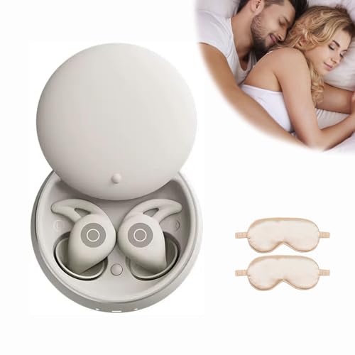Qosneoun Novonell Snooze Pods Pro mit ANC, Snoozepods Pro Schlafkopfhörer, Novonell Sleep Pods, Anti Schnarch-Kopfhörer für Seitenschläfer, Schlafkopfhörer Bluetooth mit 24h Akku (Weiß) von Qosneoun