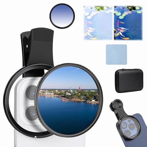 Tragbares Polarisationskameraobjektiv für Smartphones (Passend für Alle Modelle), Cpl Filter Handy, 52mm/67mm Clip-On-Handy-Filter Polarisationsfilter, Reduziert Blendung,Intensiviert Farben (1) von Qosneoun