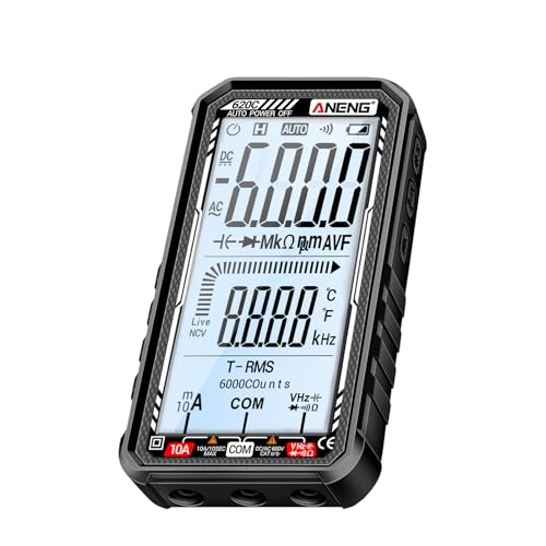 Qotolite Digitalmultimeter All-in-One-Tester, NCV-Erkennung mit automatischer Bereichswahl, Taschenlampe mit LCD-Hintergrundbeleuchtung, für Elektriker und Heimwerker (Black) von Qotolite