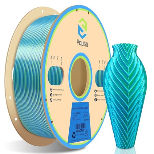 Qotolith 1,75 mm blau grünes Seide -Seiden -Pla -Filament, Coextrusionstechnologie, starke Haftung, geringes Verziehen, Beweis für den professionellen 3D -Druck (1) von Qotolite