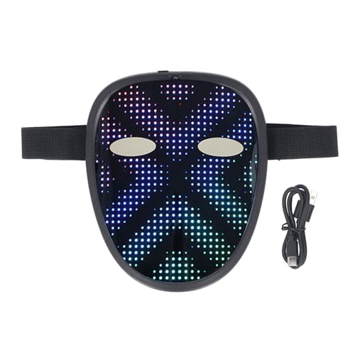 Qotolith -LED -Gesichtsmaske leuchte Cosplay -Maske, animierte Muster Gestenkontrolle, USB -wiederaufladbare langlebige Langlebigkeit, für Partys Festivals Halloween von Qotolite