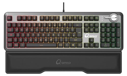 QPAD MK-95 Pro Gaming Premium Opto Mechanische Tastatur, Opto Mechanical Keyboard mit 2in1 Q Switch (Linear Rot und Taktil mit klick Blau), RGB LED Beleuchtung, Deutsches QWERTZ DE Layout, Anthrazit schwarz von Qpad