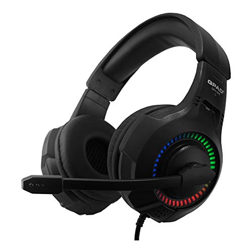 Qpad QH-25 Multiplattform Gaming Headset Stereo und 7.1, Kopfhörer mit LED Beleuchtung, Schwarz von Qpad