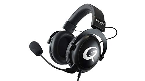 Qpad QH-95 Pro Gaming Premium Headset, Kopfhörer für PC, Playstation 4 PS4, Nintendo Switch, Xbox One, Mobile Geräte, 53 mm Stereo Sound & 7.1 Surround Sound (Computer) mit USB Soundkarte, Schwarz von Qpad