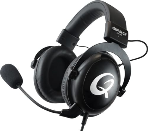 Qpad Pro Gaming Premium Headset, Kopfhörer für PC, Playstation 4 PS4, Nintendo Switch, Xbox One, Mobile Geräte, 53 mm Stereo Sound & 7.1 Surround Sound (Computer) mit USB Soundkarte, Schwarz, QPAD QH95, 340g von Qpad