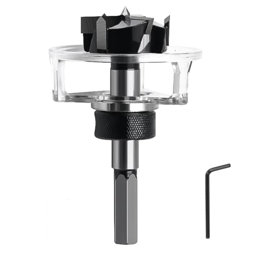 Forstnerbohrer 35 mm, Kohlenstoffstahl + Wolframstahl-Legierung, mit kleinem Sechskant-Schaft + Adapter für Elektroschrauber, Professional Holzbohrer, für Holzbearbeitung Mehrzweckbohrer (Schwarz) von Qquioeciuoe