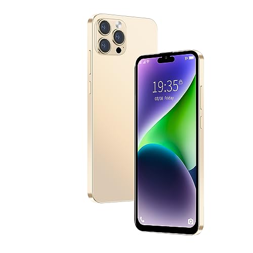 QrZrQ i14Pro Smartphone, 6,1 Zoll HD-Display, Android 10.0, 16 GB (erweiterbar auf 128 GB), Quad Core, Dual-SIM, Dual-Kamera, erschwingliche 3G-Handys (i14Pro-Golden) von QrZrQ