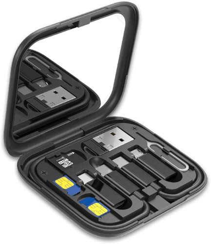 Reiseadapter Weltweit Set, Adapter Reiseset mit OTG Adapter USB zu Type C/Micro USB/Phone, PD Type-C Kabel & SIM Pin - Kompaktes Etui mit Spiegel und Organizer Set Reiseadapter Weltweit Set, Adapter Reiseset mit OTG Adapter USB zu Type C/Micro USB/Phone, PD Type-C Kabel & SIM Pin - Kompaktes Etui mit Spiegel und Organizer Set von Qreninv